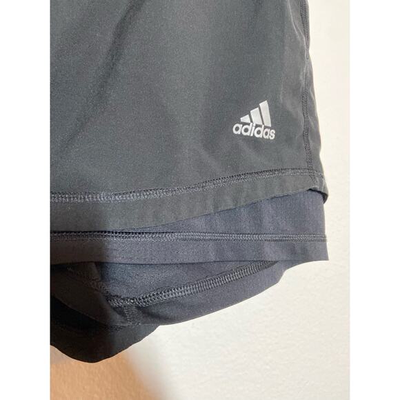 Adidas Climalite 2 in 1 Shorts Built in Spandex 3 Stripe Logo Black Small - Picture 4 of 6